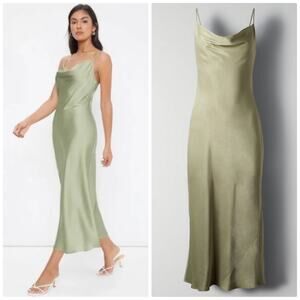 Aritzia Women's Wilfred Canto Slip Cowl Neckline Dress in‎ Sage Green Size Large